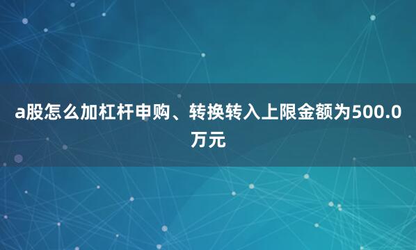 a股怎么加杠杆申购、转换转入上限金额为500.0万元