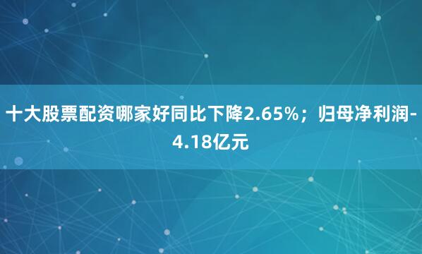 十大股票配资哪家好同比下降2.65%；归母净利润-4.18亿元